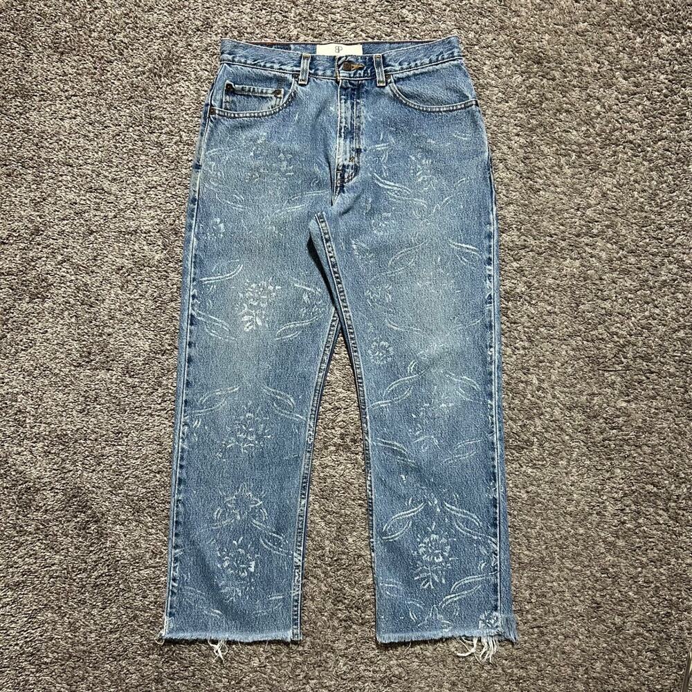 Free People Vintage Levis Jeans Hand Painted Beecher Proch Faded Blue 30x27 - Picture 14 of 14